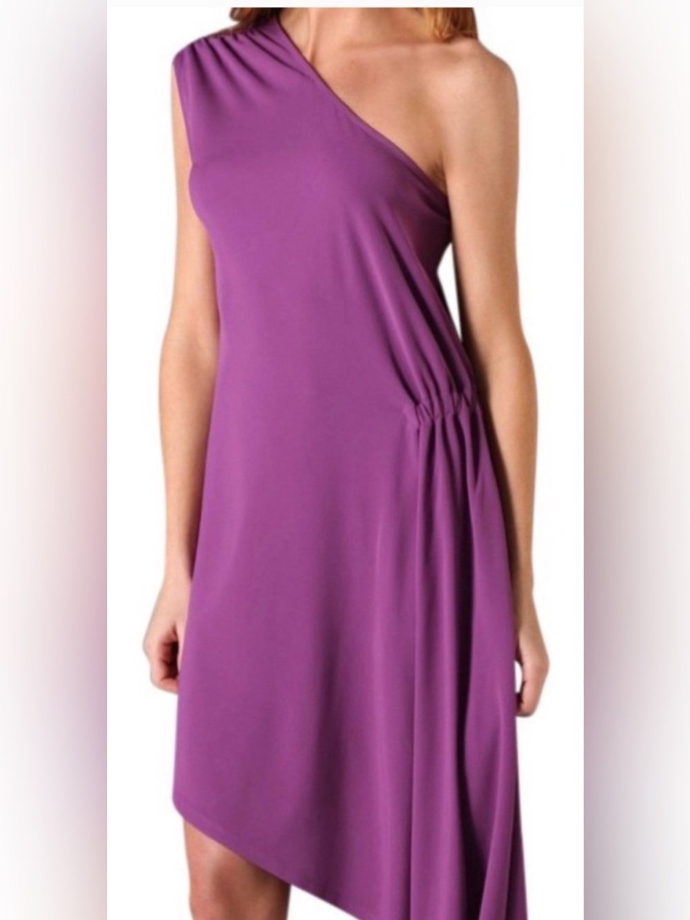 Haute Hippie $386 L purple one shoulder rouched dress. NWT